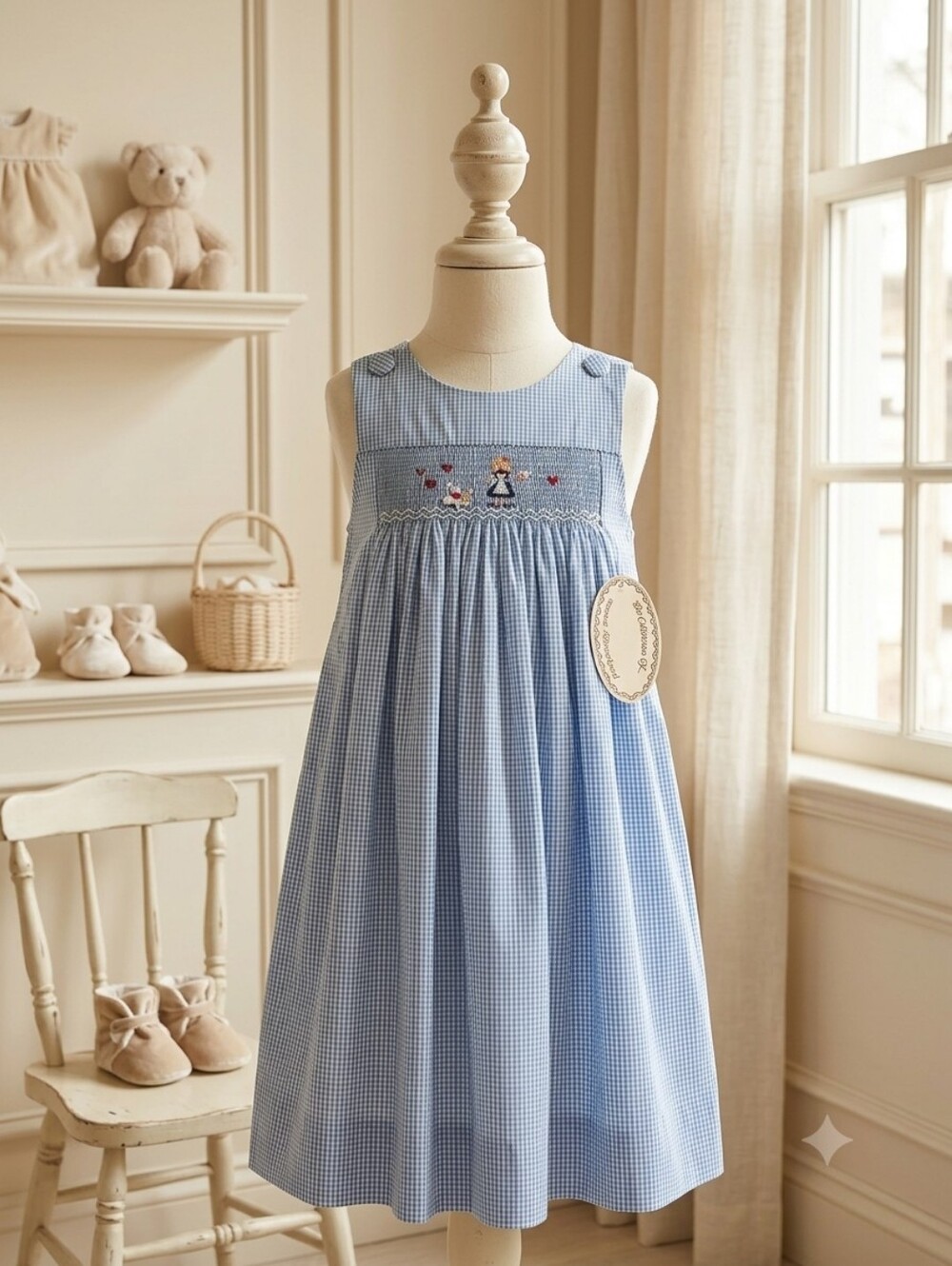 NWT Amanda Remembered Alice in Wonderland Blue Gingham Dress Jumper Girls Size 6
